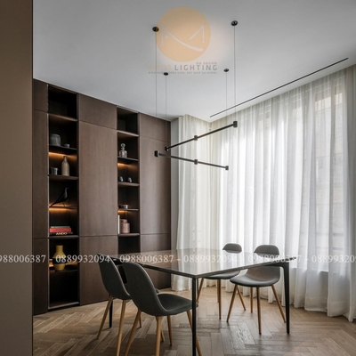 Đèn thả ngang 3 đầu đen 