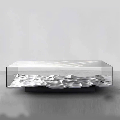 Bàn trà hình gơn sóng mạ điện B017