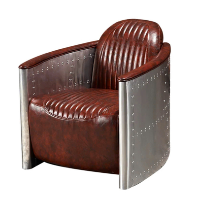 Ghế sofa đơn đinh tán bọc da retro Aviator Tom Cat Chair