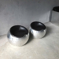Ghế đôn đinh tán bọc da đặt sàn Moon Hemisphere Floor Chair