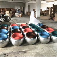 Ghế đôn đinh tán bọc da đặt sàn Moon Hemisphere Floor Chair