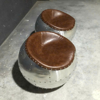 Ghế đôn đinh tán bọc da đặt sàn Moon Hemisphere Floor Chair