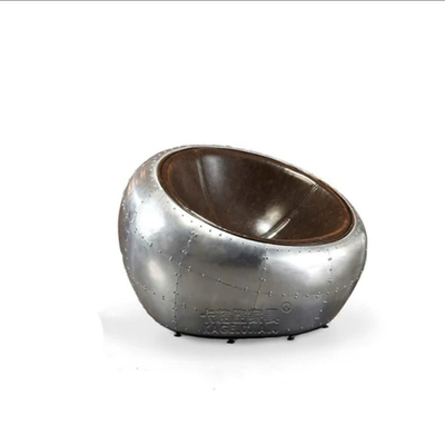 Ghế đôn đinh tán bọc da đặt sàn Moon Hemisphere Floor Chair