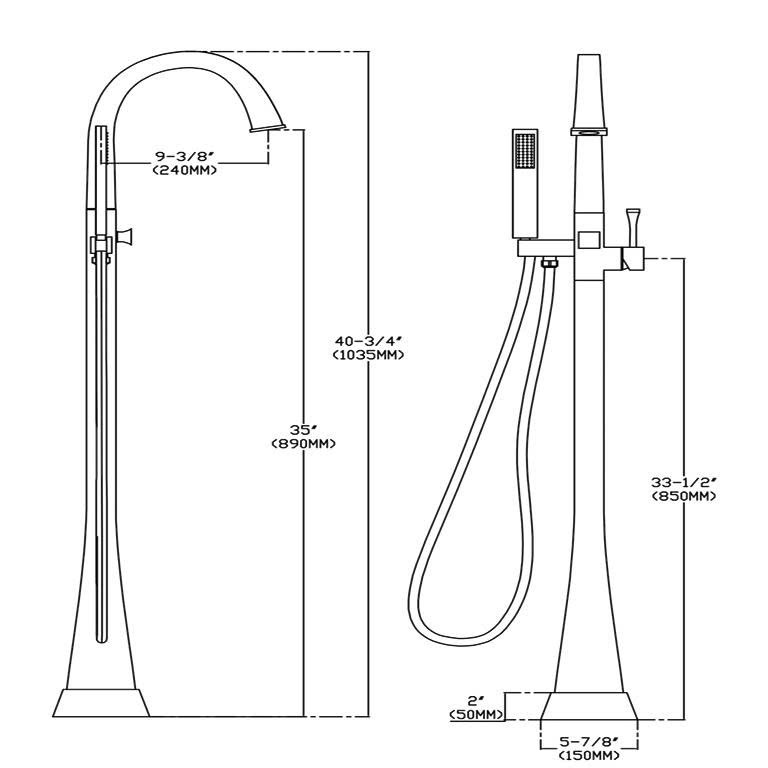 Vòi bồn tắm đứng nhập khẩu VBT005