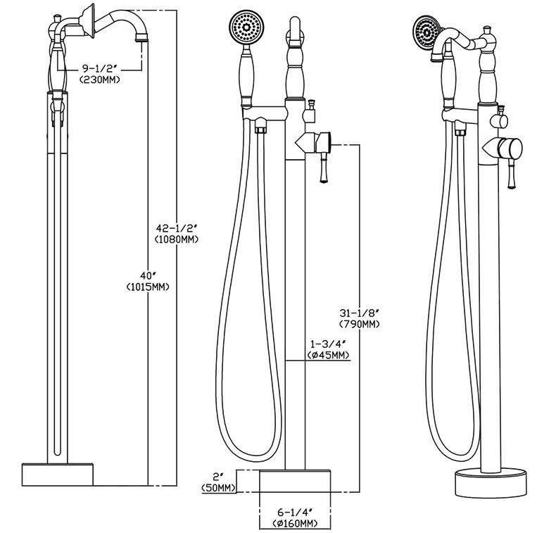 Vòi bồn tắm đứng nhập khẩu VBT007