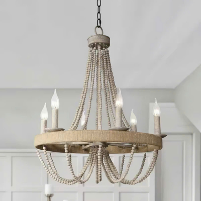 Đèn chùm hạt gỗ DC-009