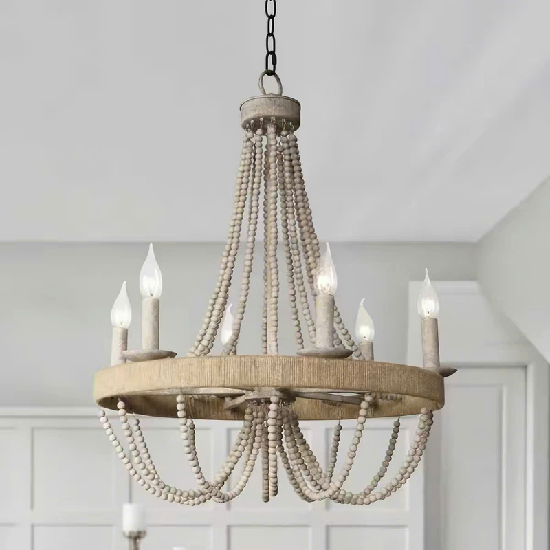 Đèn chùm hạt gỗ DC-009