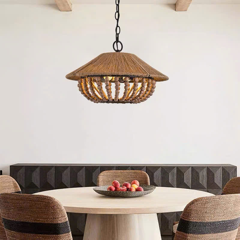 Đèn thả hạt gỗ DT-0010