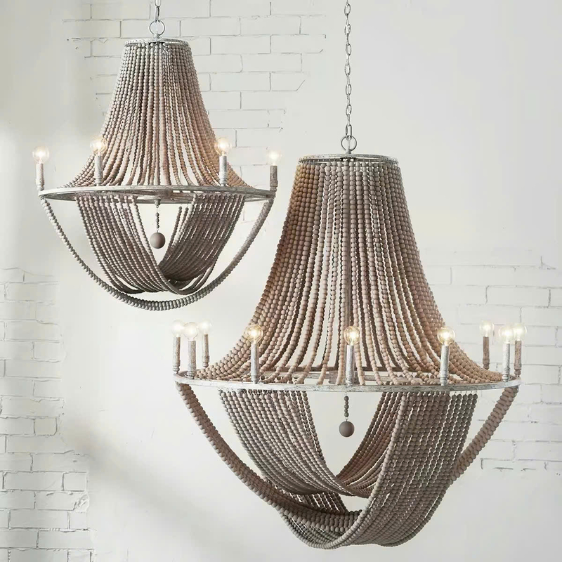 Đèn chùm hạt gỗ DC-0013