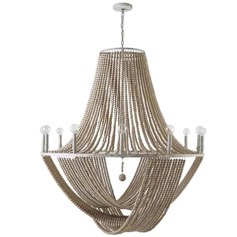 Đèn chùm hạt gỗ DC-0013