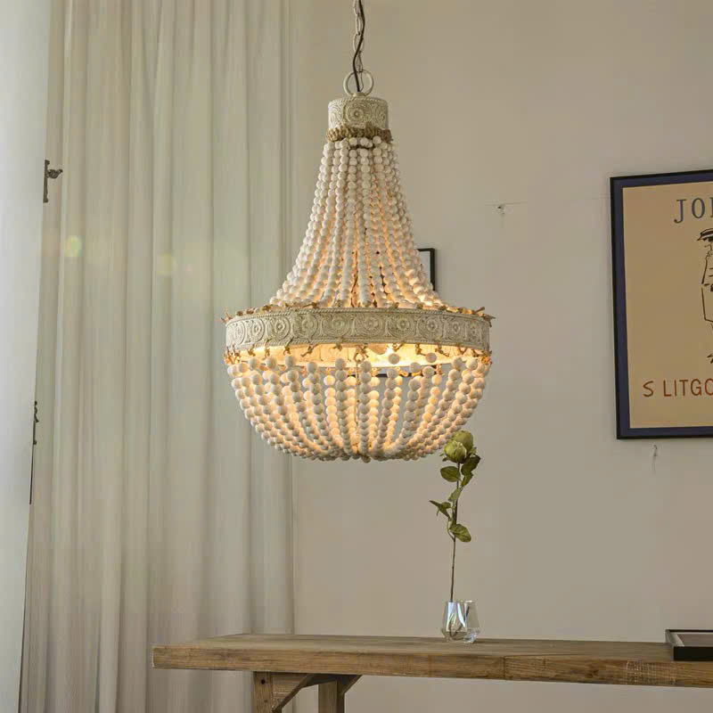 Đèn chùm hạt gỗ DC-0015
