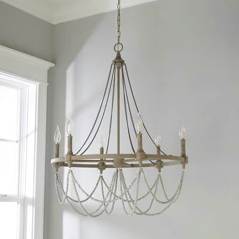 Đèn chùm hạt gỗ DC-0016