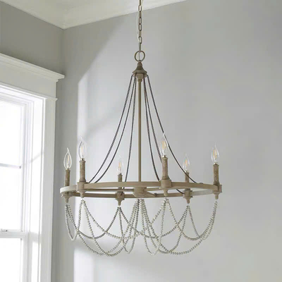 Đèn chùm hạt gỗ DC-0016