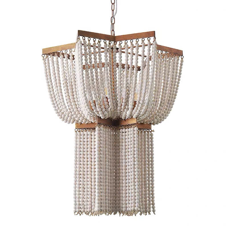 Đèn chùm hạt gỗ DCD-0021