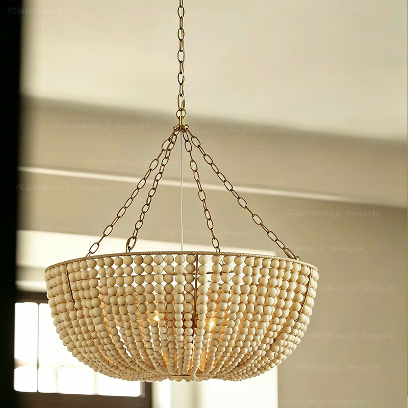 Đèn chùm hạt gỗ DC-0024