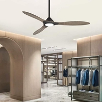 Quạt trần đèn hiện đại ba cánh gỗ 6 cấp độ gió