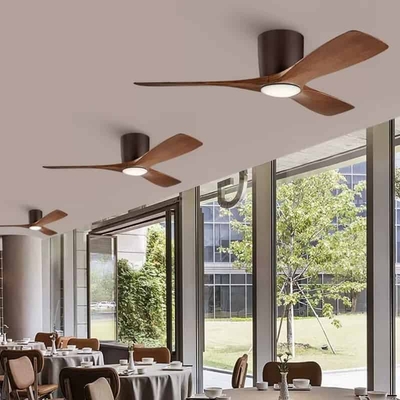 Quạt đèn ốp trần ba cánh gỗ hai chiều 