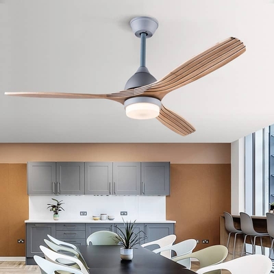 Quạt trần đèn hai chiều gió cánh gỗ ấn tượng