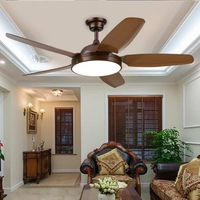 Quạt trần đèn 5 cánh màu nâu hiện đại tối giản