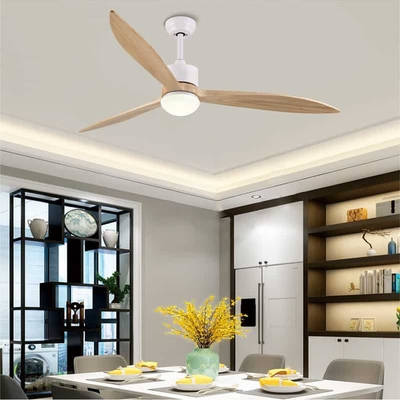 Đèn quạt trần bằng gỗ acrylic hiện đại tối giản