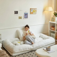 Ghế sofa lười kiêm giường gấp bọc vải nhung